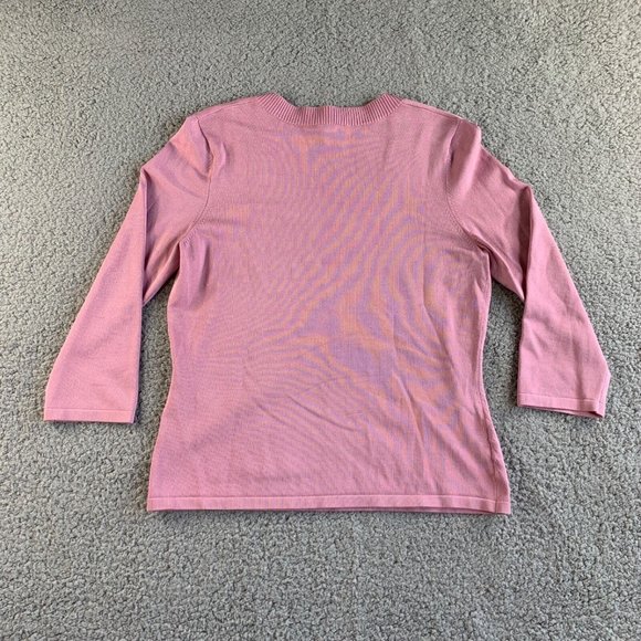 Ann Taylor Loft Sweater Top Womens Medium Silk Nylon Stretch Scoop Neck Pink - Picture 2 of 12